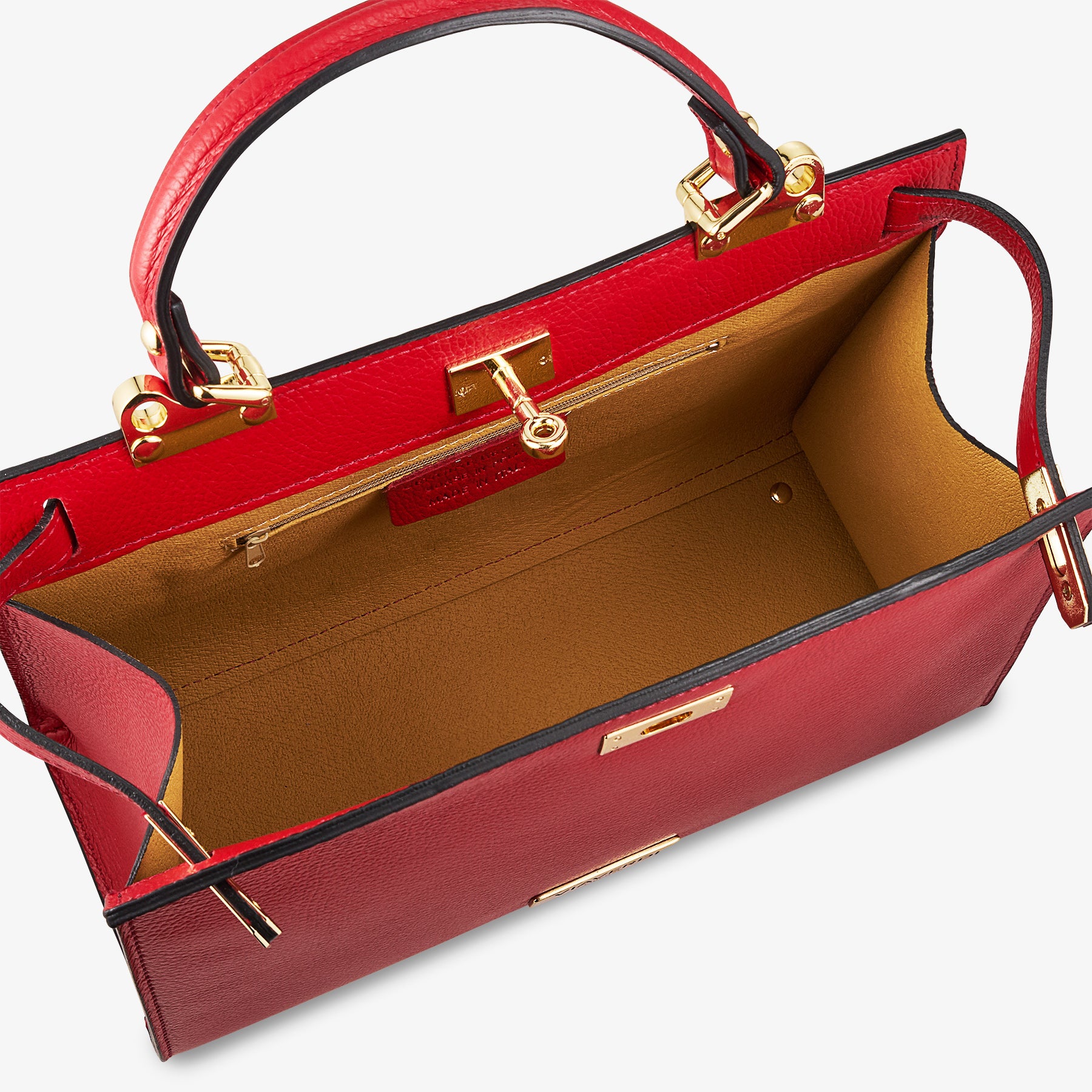 Borsa a Mano in Pelle Rossa con Tracolla VIAVERDI Made in Italy