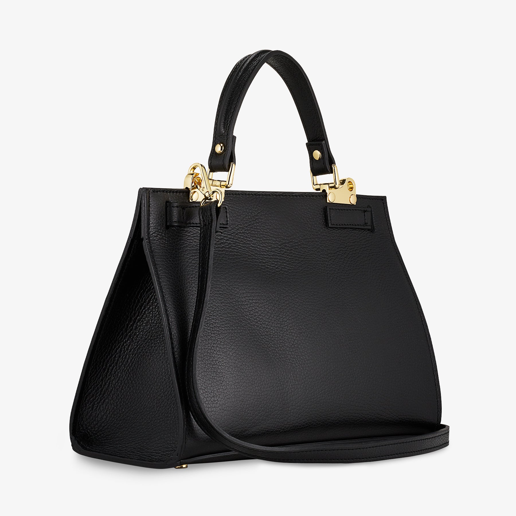 Borsa a Mano in Pelle Nera con Tracolla VIAVERDI Made in Italy