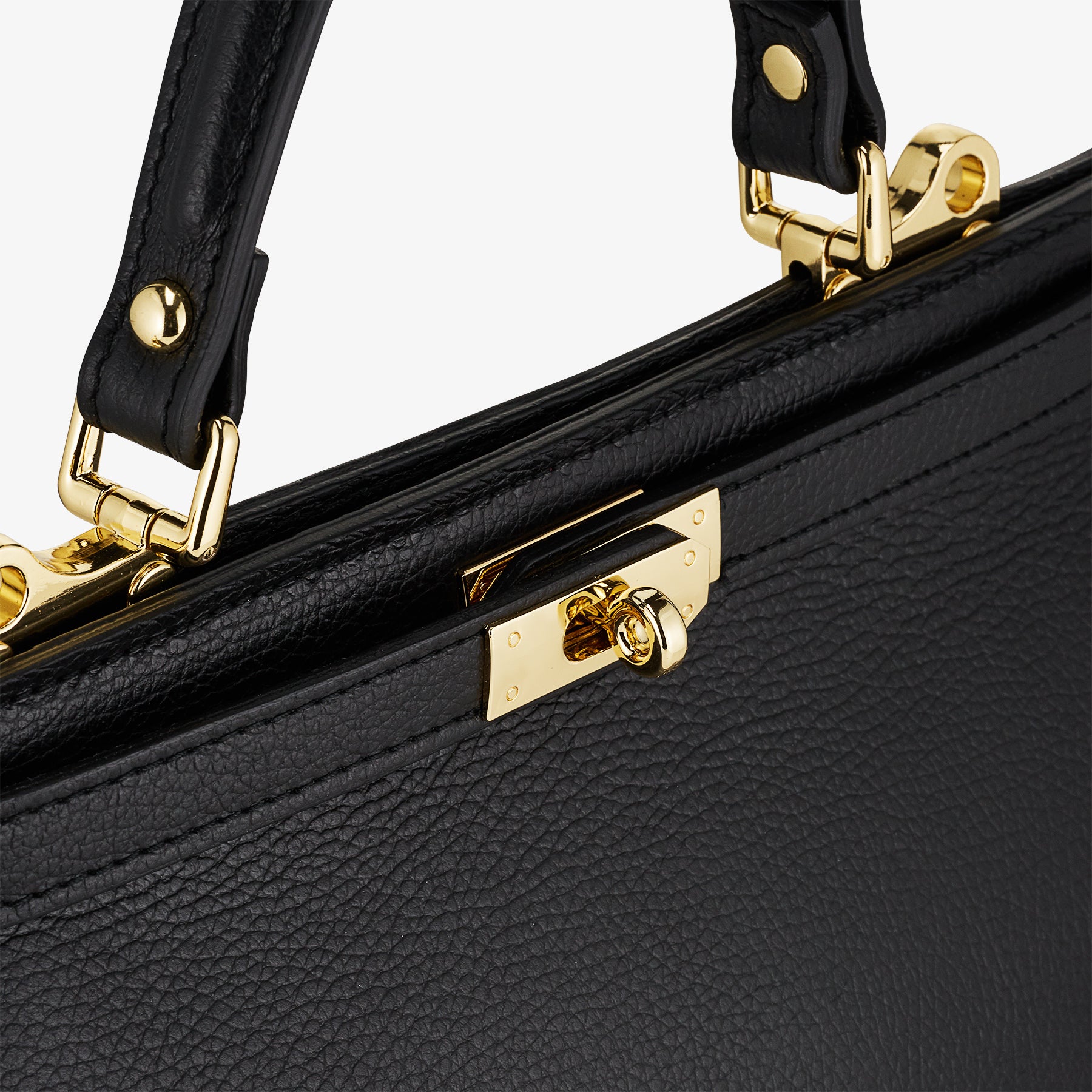 Borsa a Mano in Pelle Nera con Tracolla VIAVERDI Made in Italy