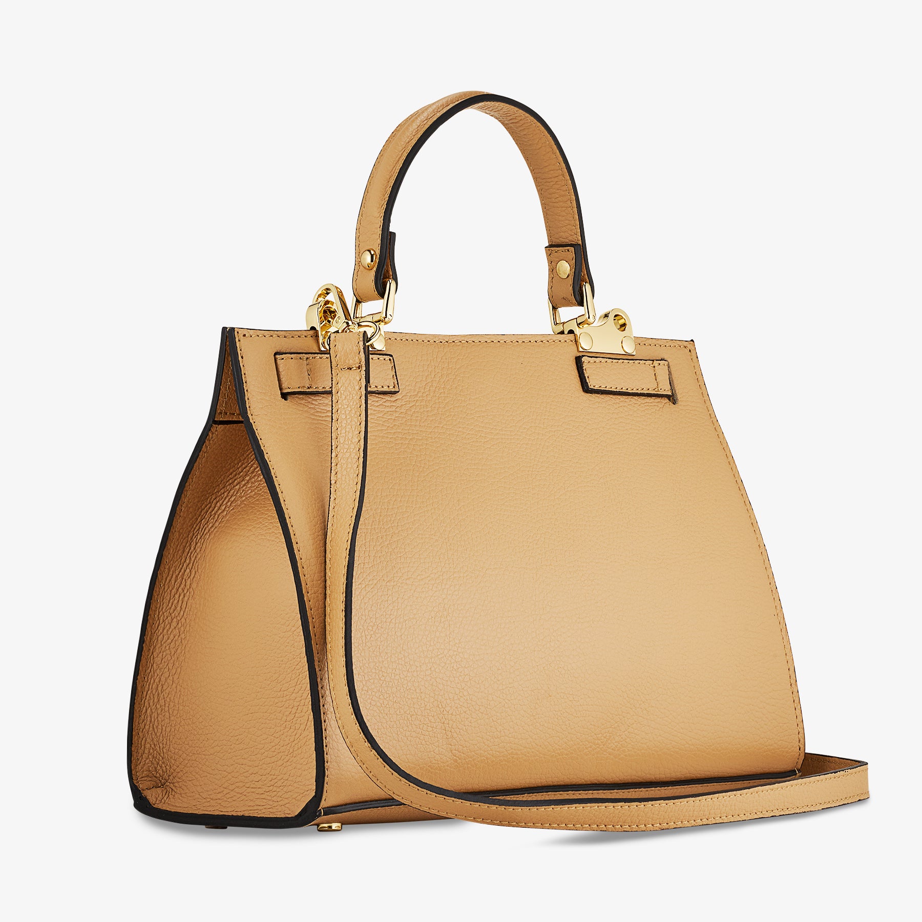 Borsa a Mano in Pelle Nocciola con Tracolla VIAVERDI Made in Italy