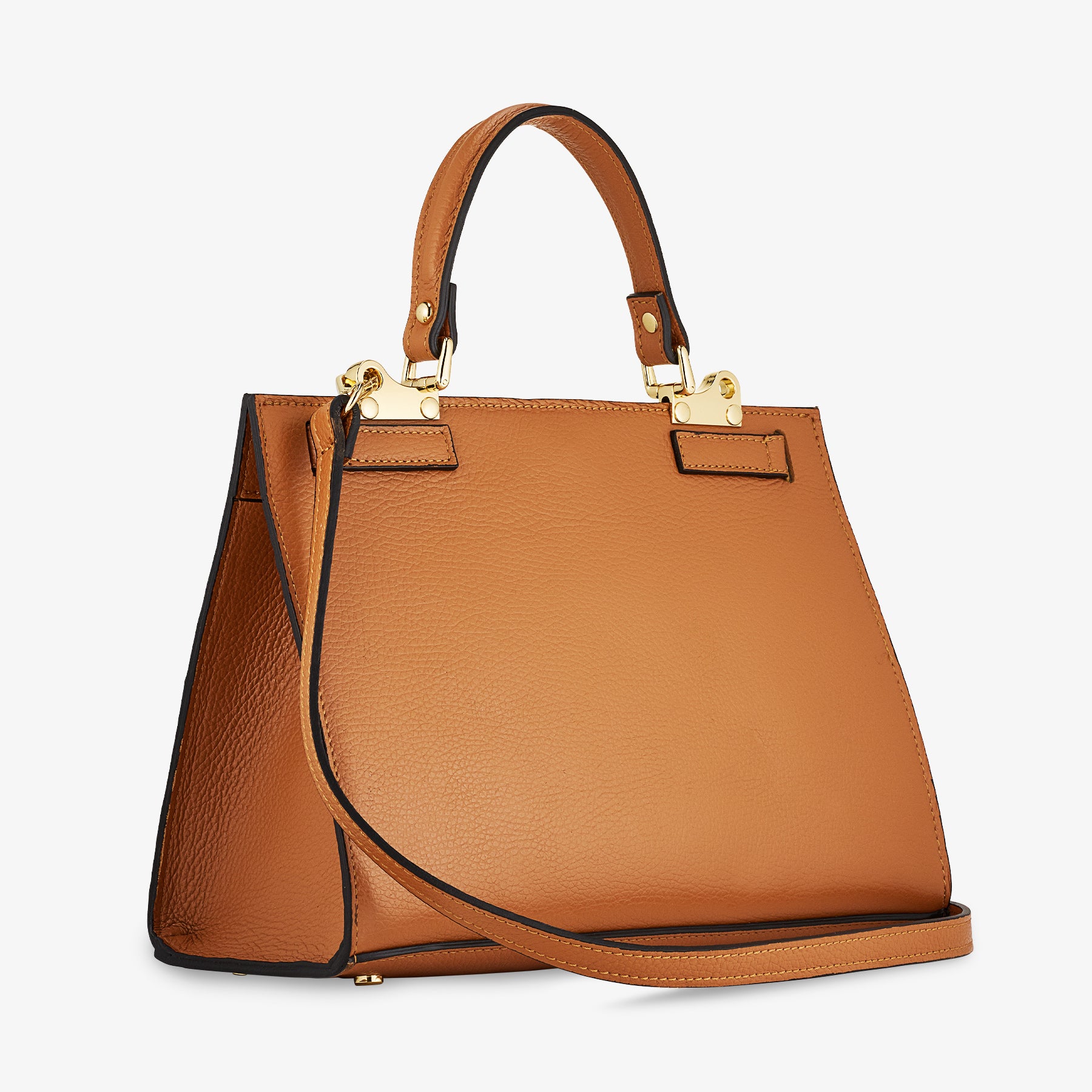 Borsa a Mano in Pelle Marrone con Tracolla VIAVERDI Made in Italy