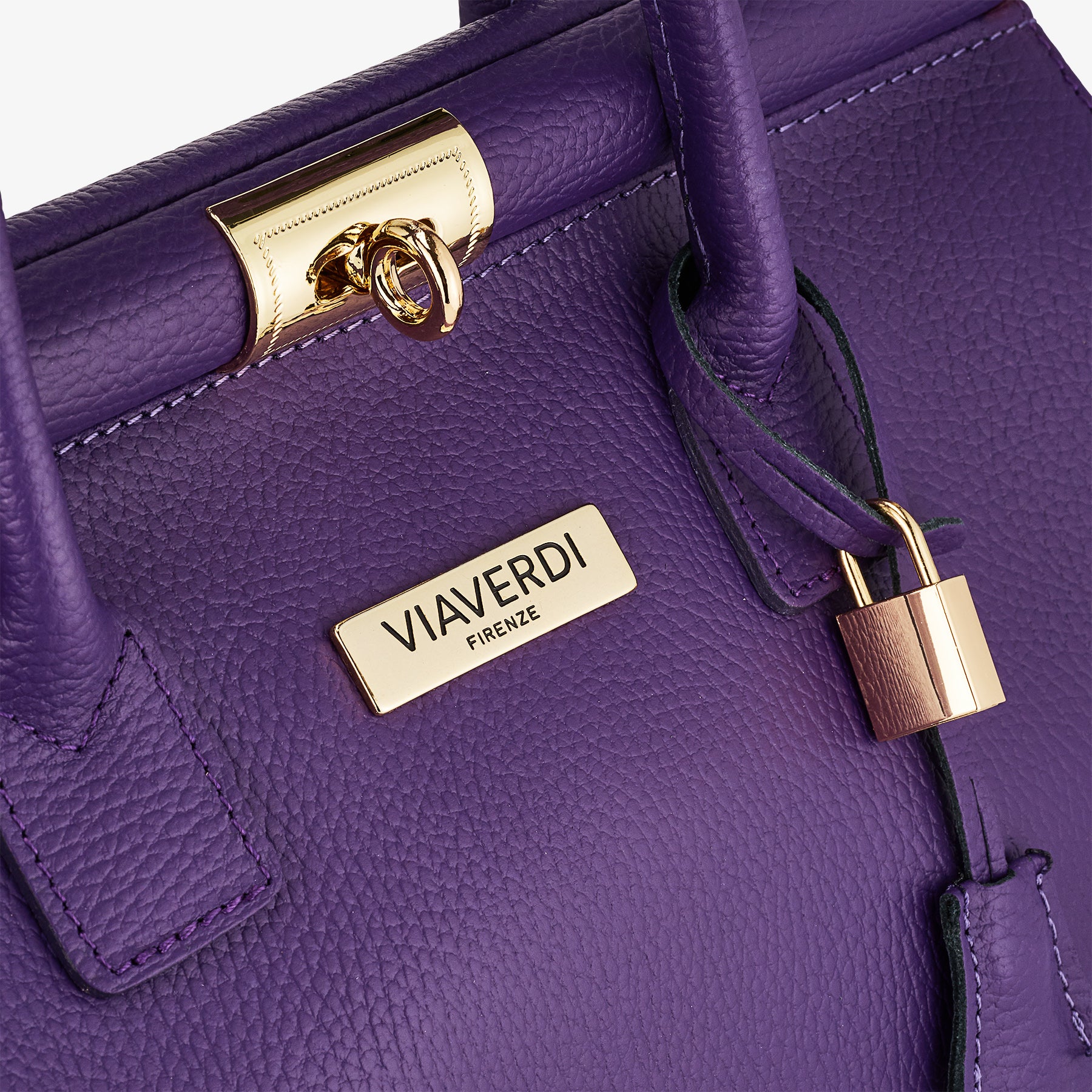 Borsa a Mano con Tracolla VIAVERDI in Pelle Viola Made in Italy