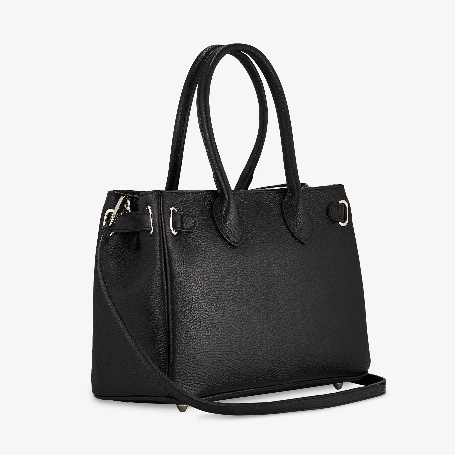 Borsa Donna a Mano con Tracolla VIAVERDI in Pelle Nera Made in Italy