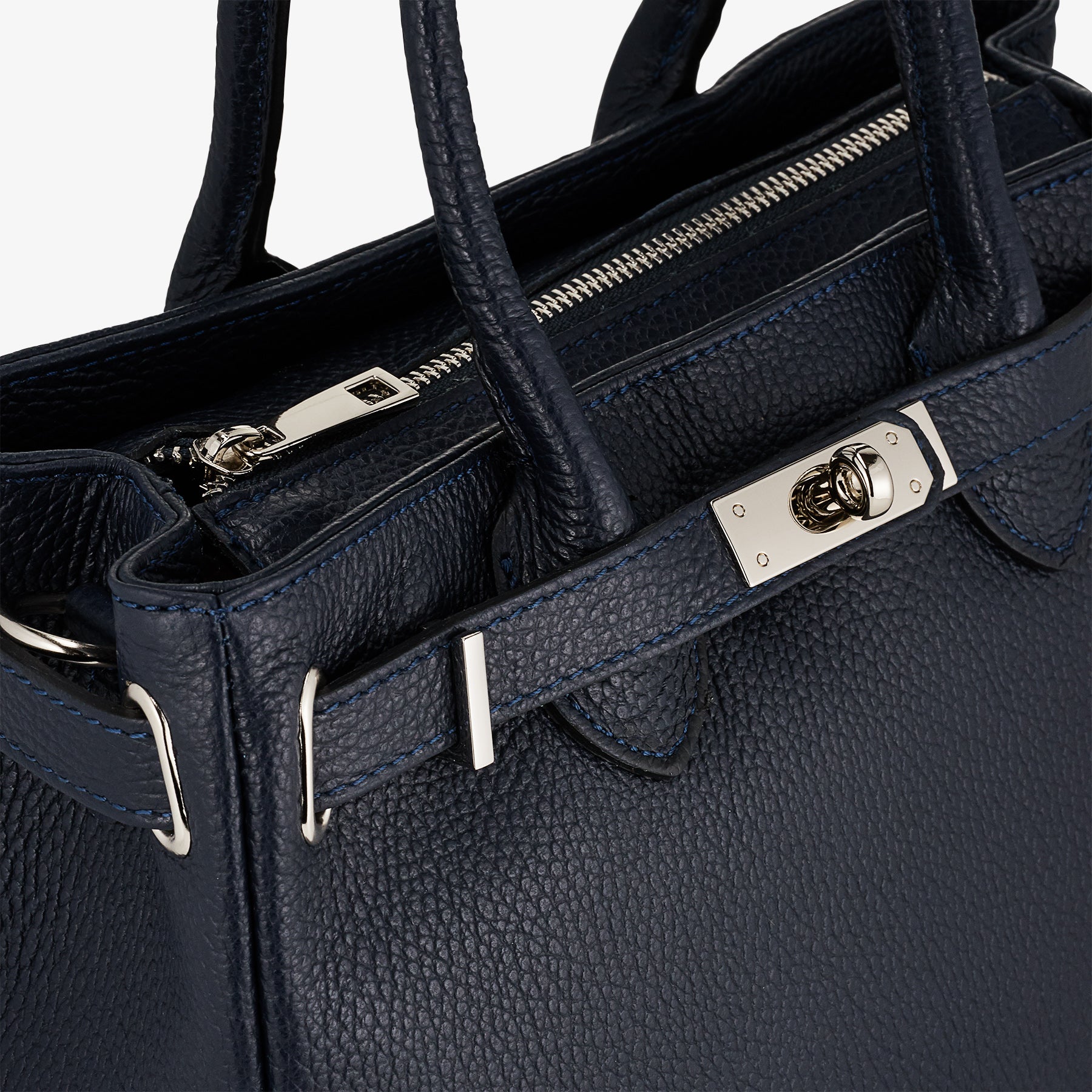 Borsa Donna a Mano con Tracolla VIAVERDI in Pelle Blu Made in Italy