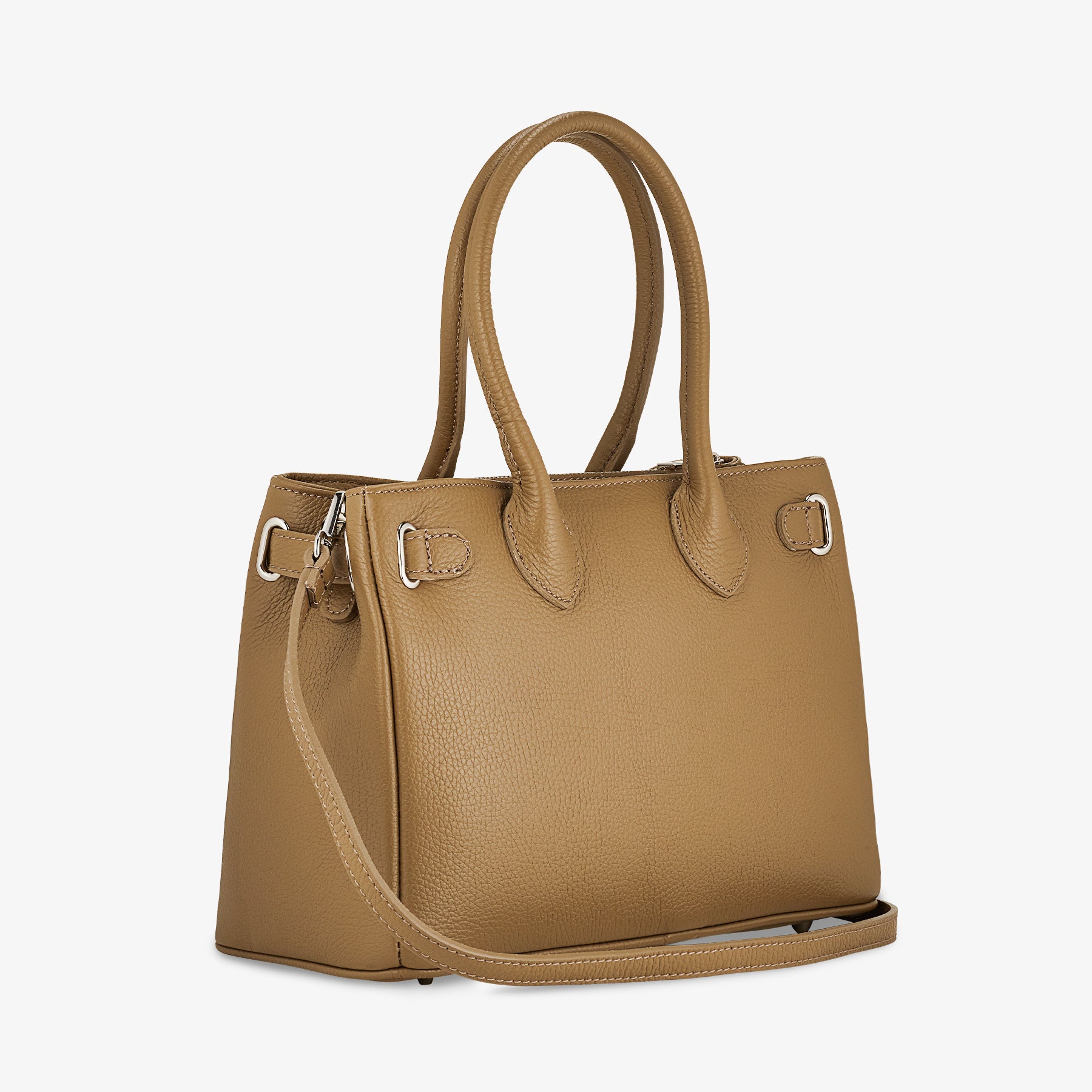 Borsa Donna a Mano con Tracolla VIAVERDI in Pelle Fango Made in Italy