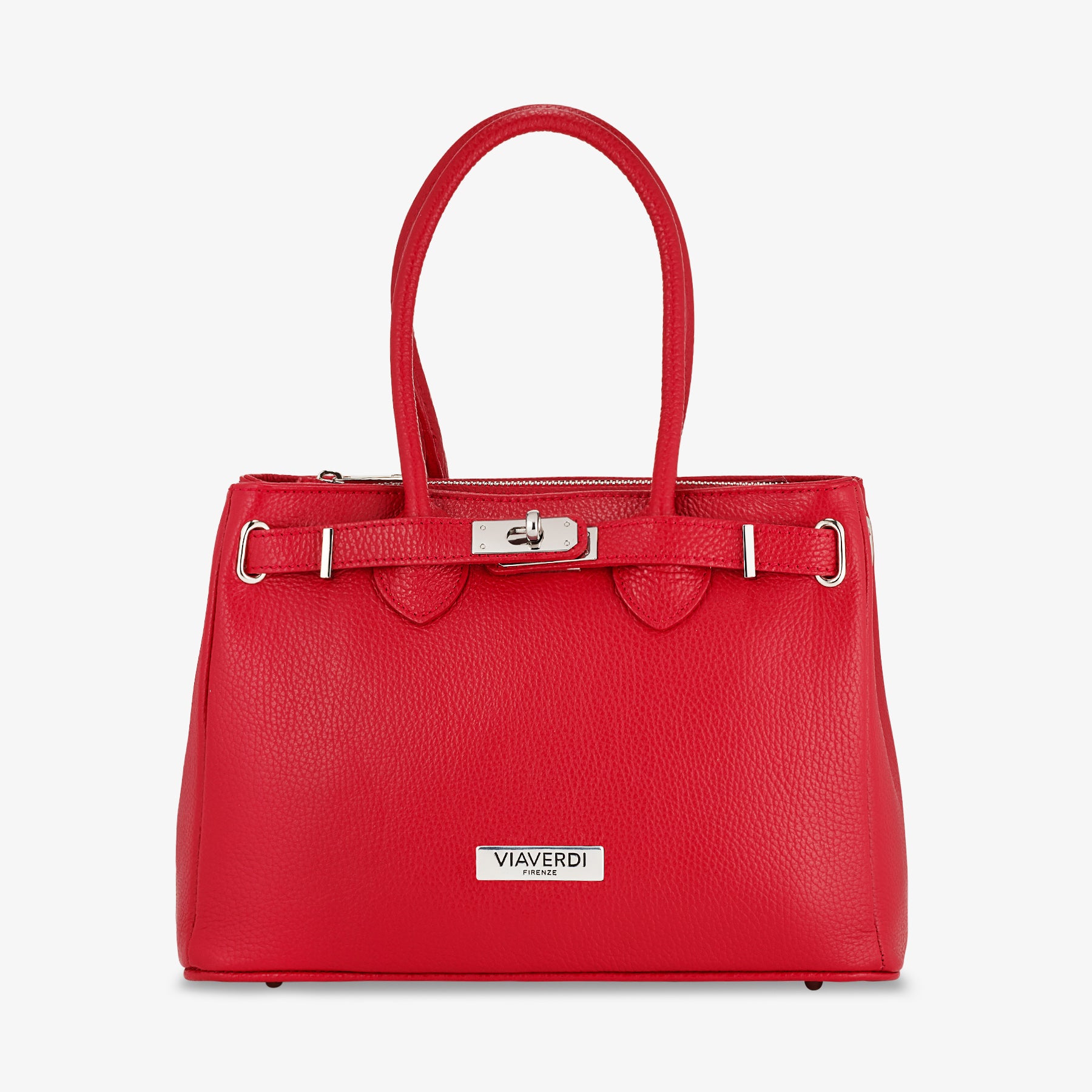 Borsa Donna a Mano con Tracolla VIAVERDI in Pelle Rossa Made in Italy