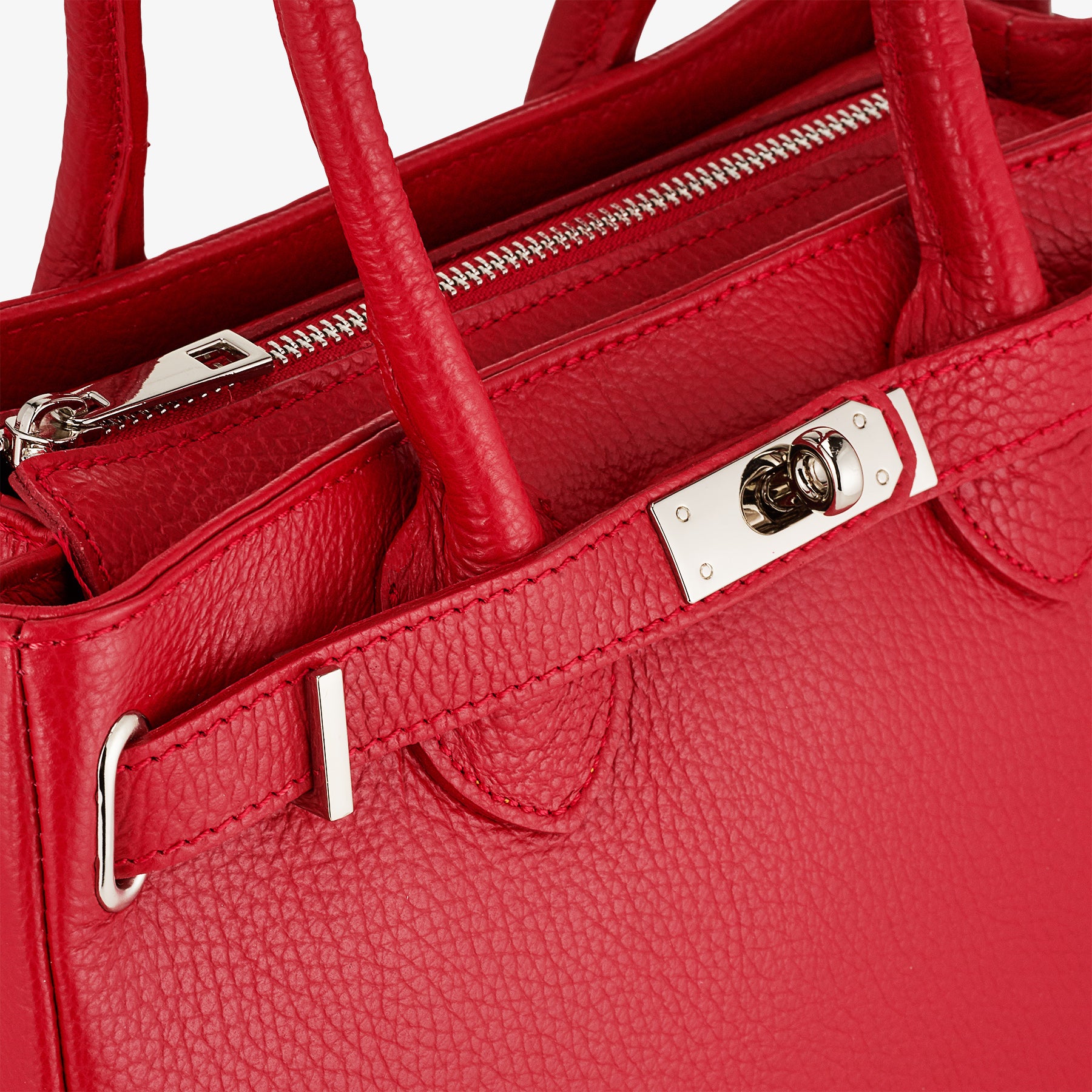 Borsa Donna a Mano con Tracolla VIAVERDI in Pelle Rossa Made in Italy