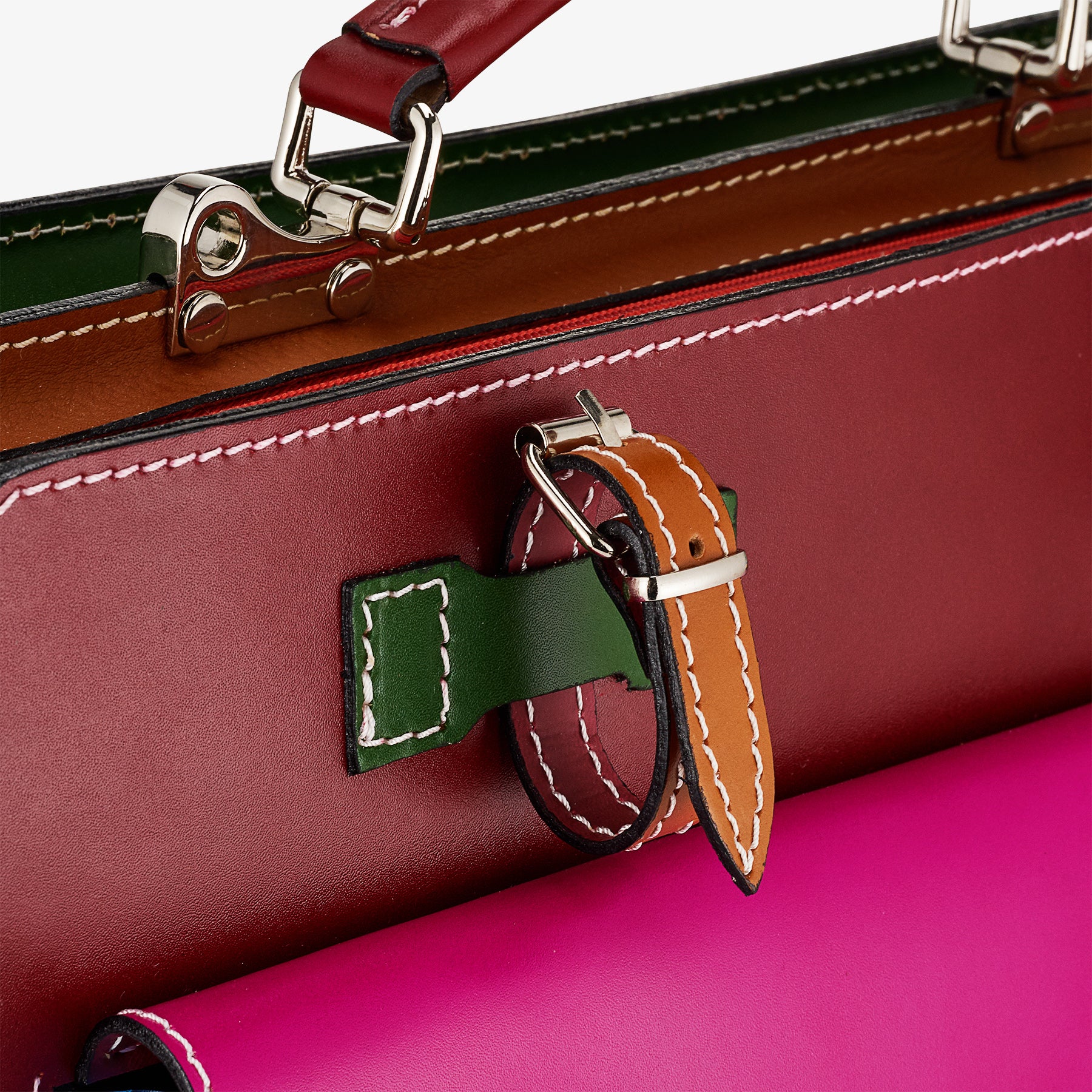 VIAVERDI Multicolor Leather Work Bag Made in Italy - Umbrella Holder and 15.6 Laptop