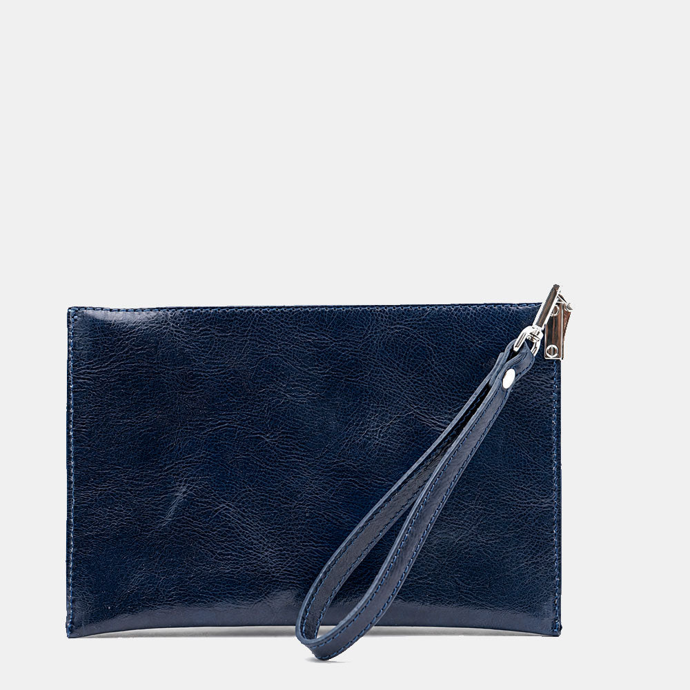 Pochette Uomo VIAVERDI Made in Italy in Pelle Blu Linea Firenze