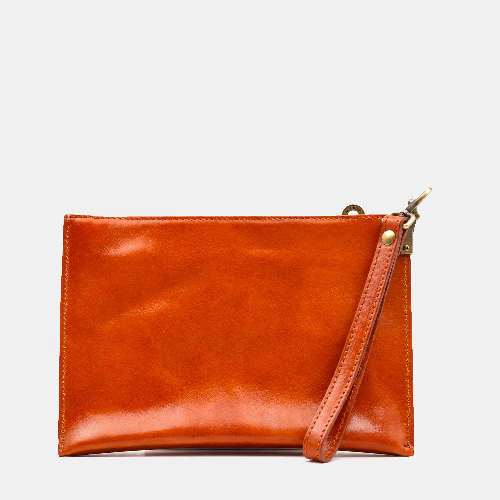 Pochette Uomo VIAVERDI Made in Italy in Pelle color Cuoio Linea Firenze