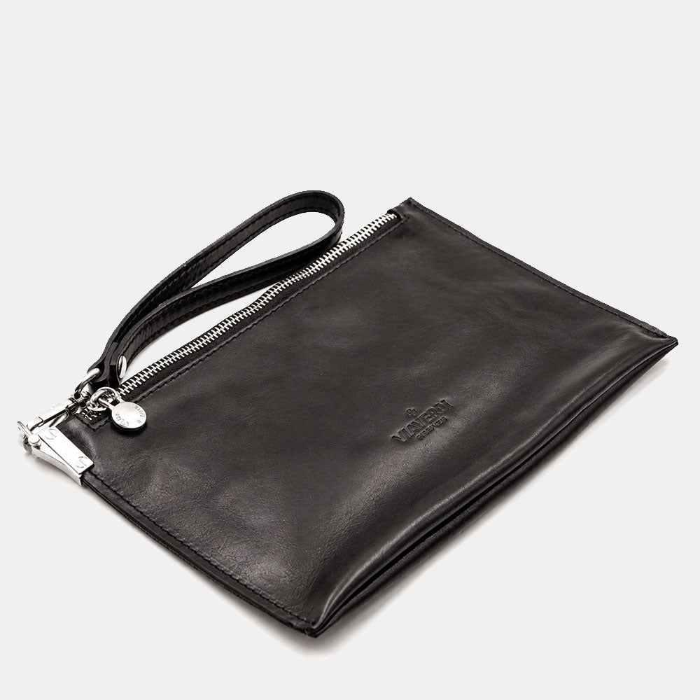 Clutch ViaVerdi for Men in Black Leather, Made in Italy – Line Firenze
