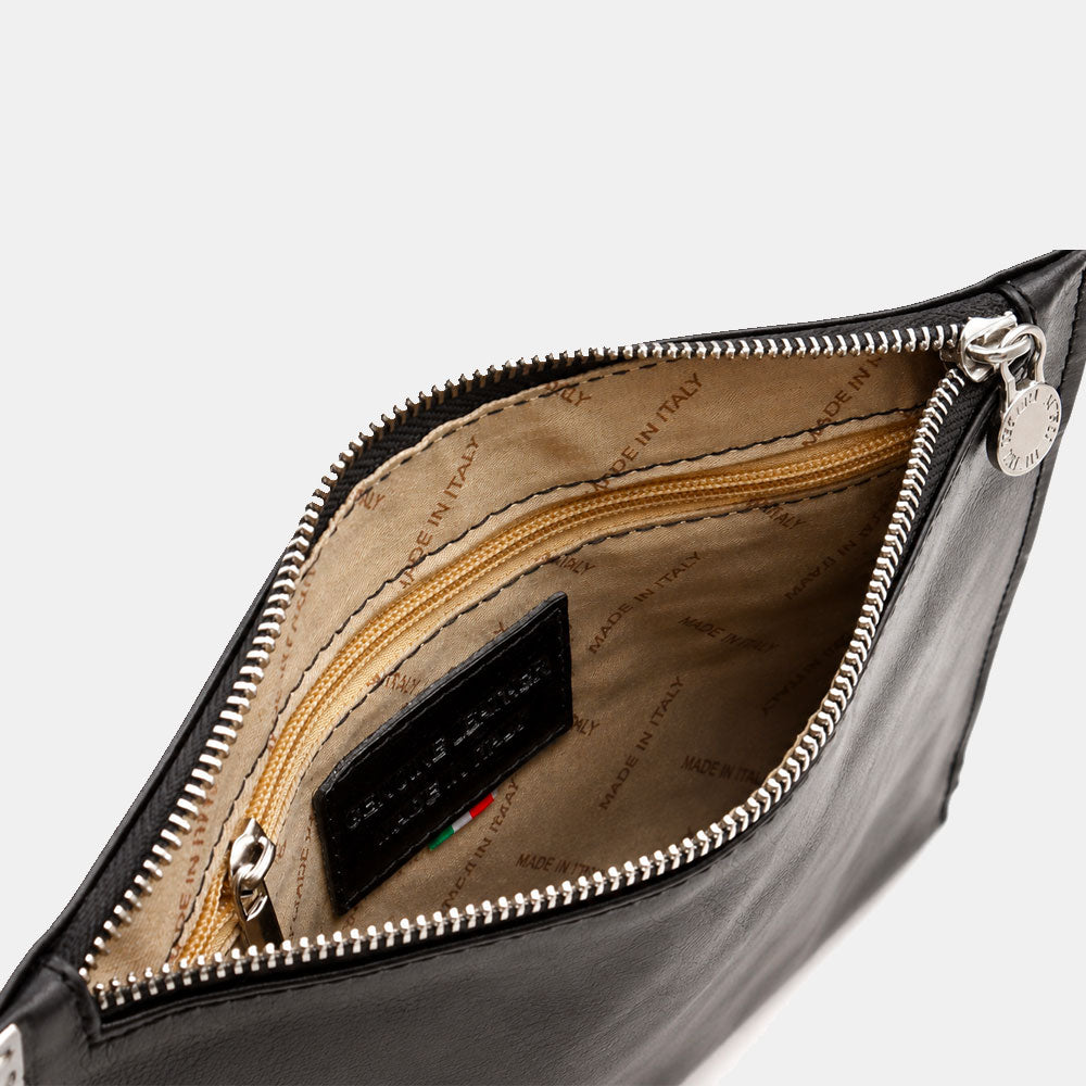 Clutch ViaVerdi for Men in Black Leather, Made in Italy – Line Firenze
