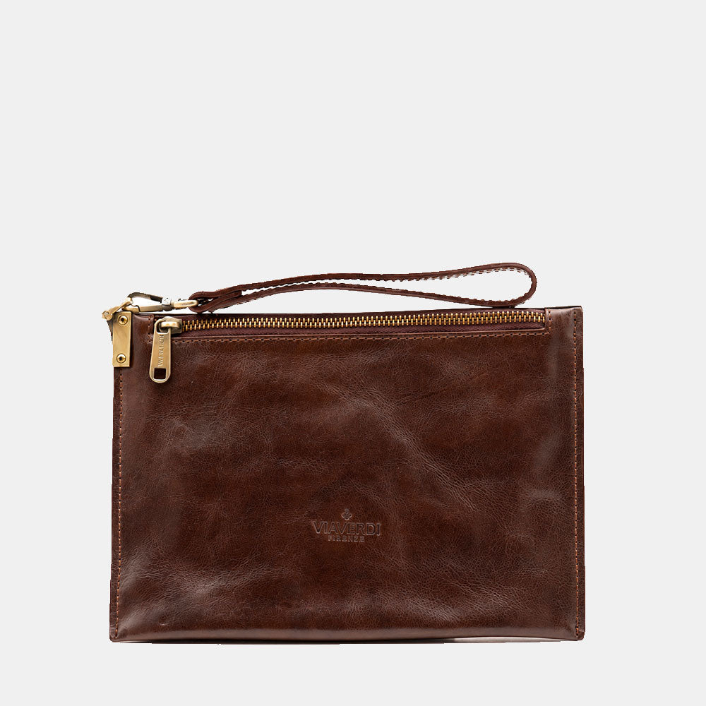 Clutch Herren aus Dunkelbraunem Leder Made in Italy – Linie Firenze | ViaVerdi
