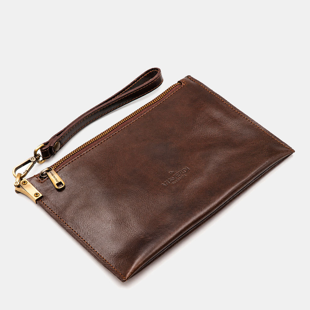 Clutch Herren aus Dunkelbraunem Leder Made in Italy – Linie Firenze | ViaVerdi
