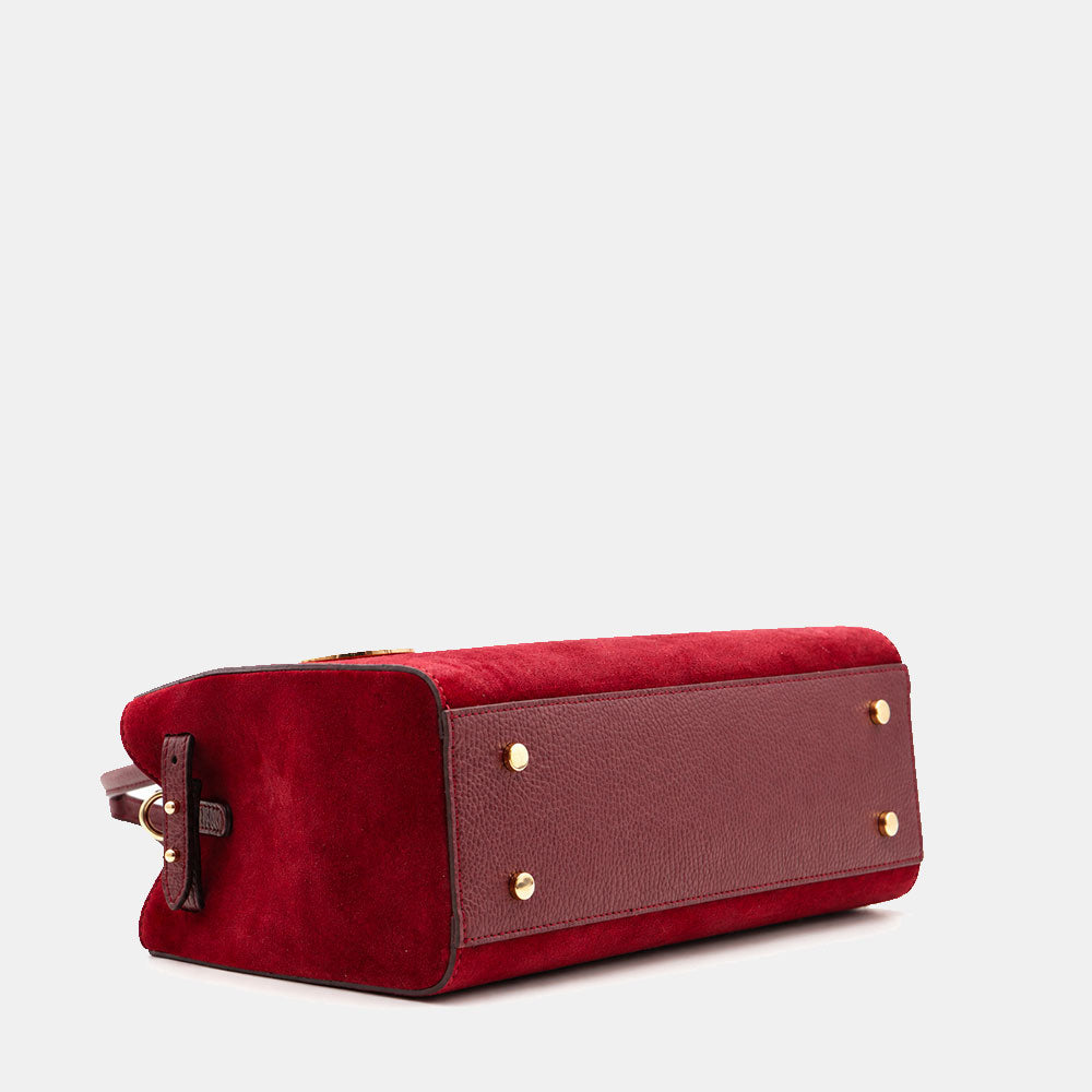 Borsa a Mano VIAVERDI in Camoscio e Pelle Bordeaux Made in Italy linea Artimino