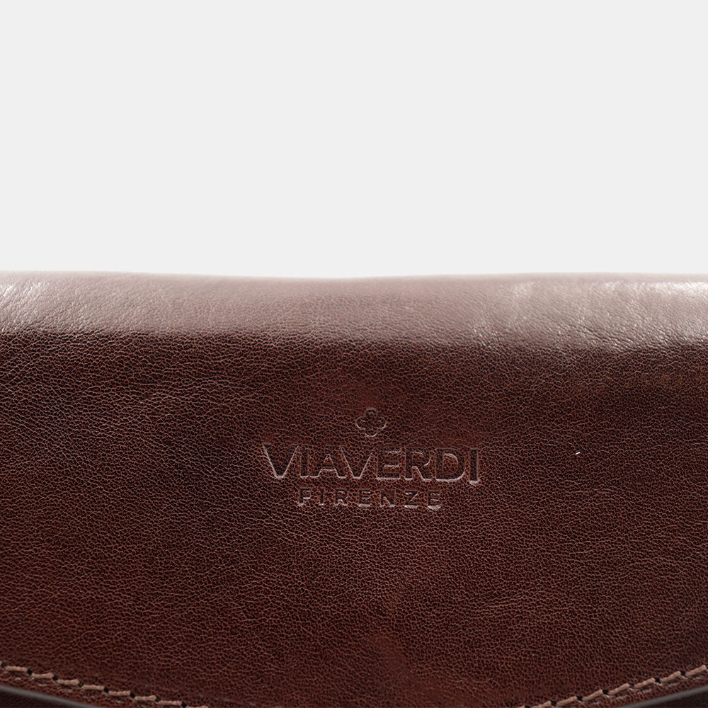 Kleine Umhängetasche VIAVERDI aus braunem Leder Made in Italy Linie Firenze