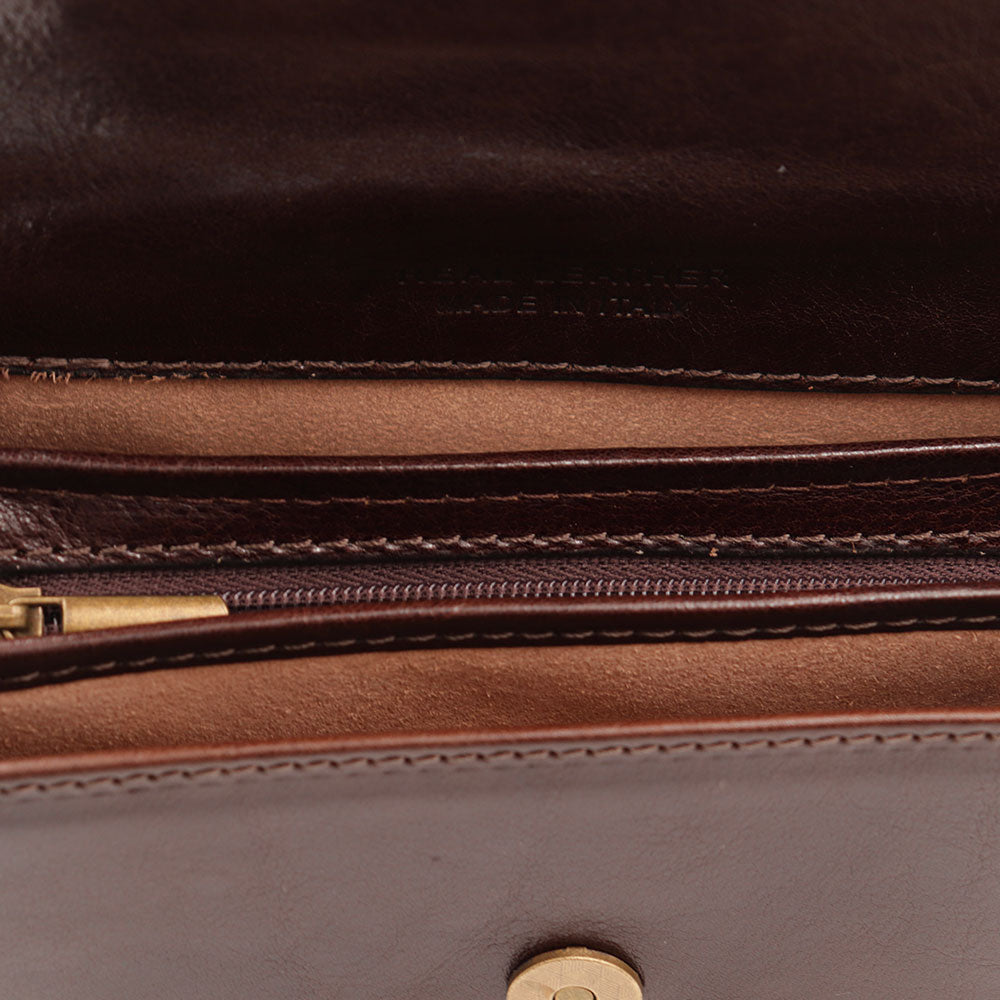 Kleine Umhängetasche VIAVERDI aus braunem Leder Made in Italy Linie Firenze