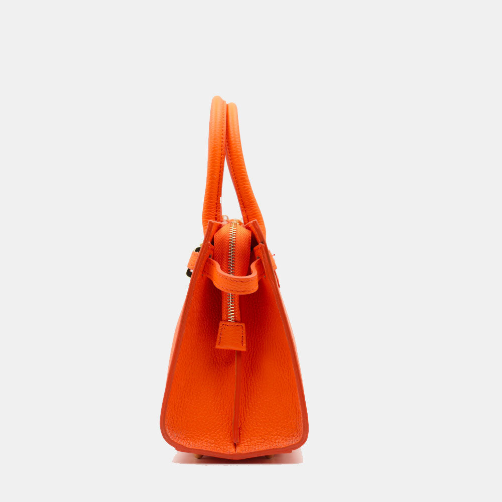 VIAVERDI Women's Handbag in Orange Leather, Made in Italy, Artimino Line
