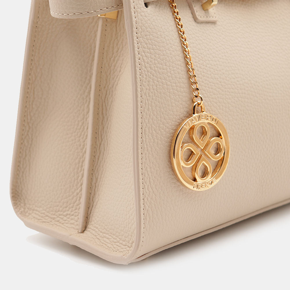 VIAVERDI Women's Handbag in Beige Leather Made in Italy, Artimino Line