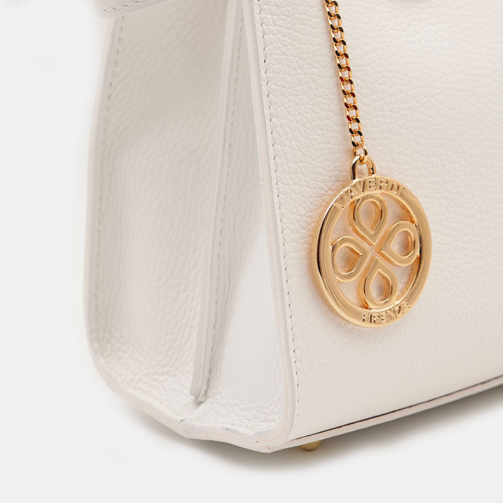 VIAVERDI Women's Handbag in White Leather Made in Italy, Artimino Line