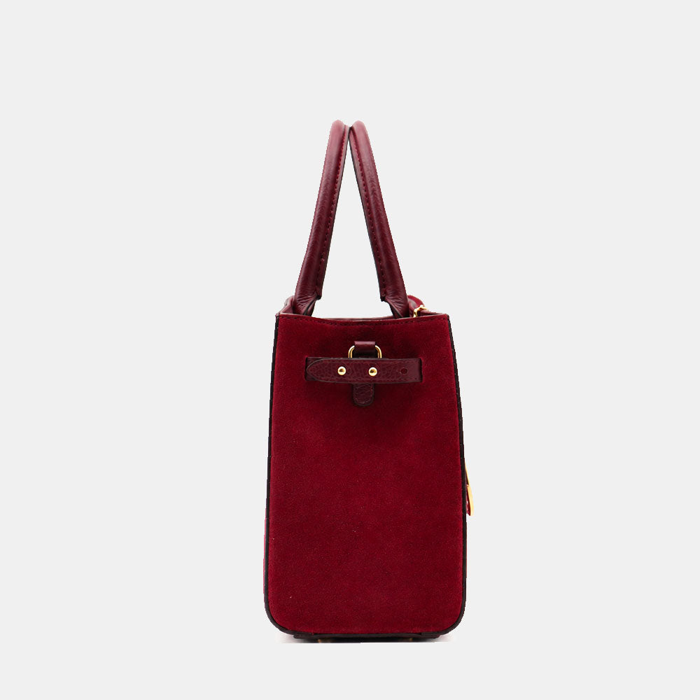 Borsa a Mano VIAVERDI in Camoscio e Pelle Bordeaux Made in Italy linea Artimino