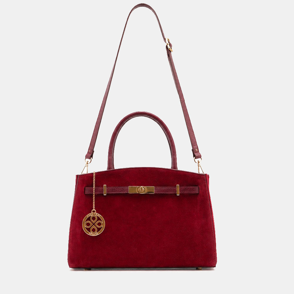 Borsa a Mano VIAVERDI in Camoscio e Pelle Bordeaux Made in Italy linea Artimino