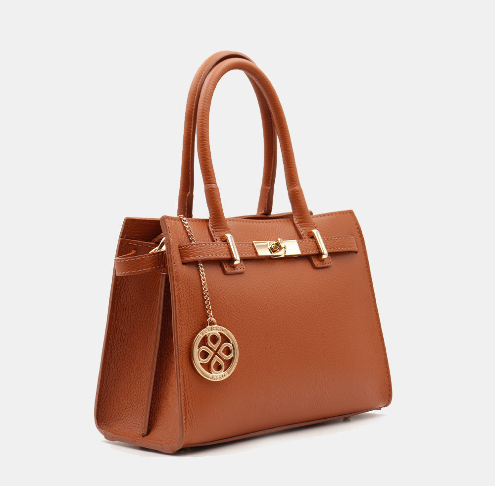 VIAVERDI Women's Handbag in Tan Leather Made in Italy, Artimino Line