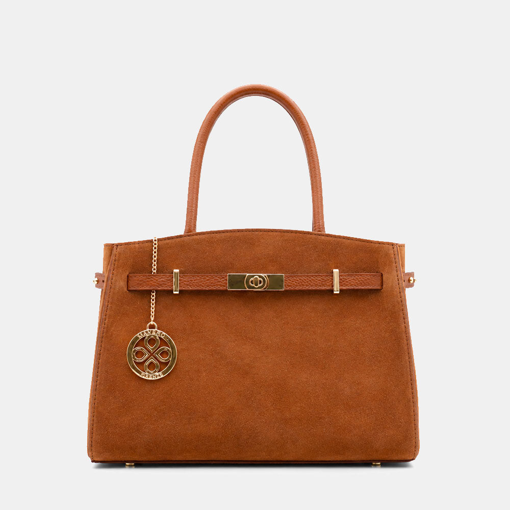 ViaVerdi Handtasche aus Wildleder und Braunem Leder Made in Italy – Linie Artimino
