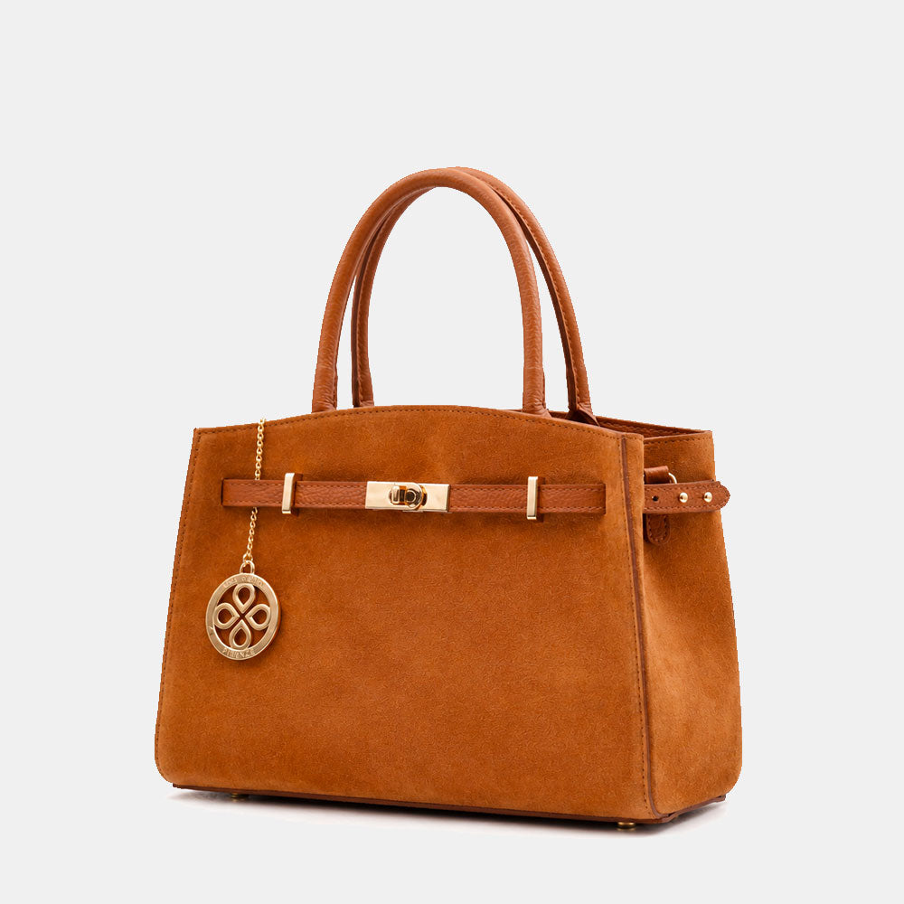 ViaVerdi Handtasche aus Wildleder und Braunem Leder Made in Italy – Linie Artimino

