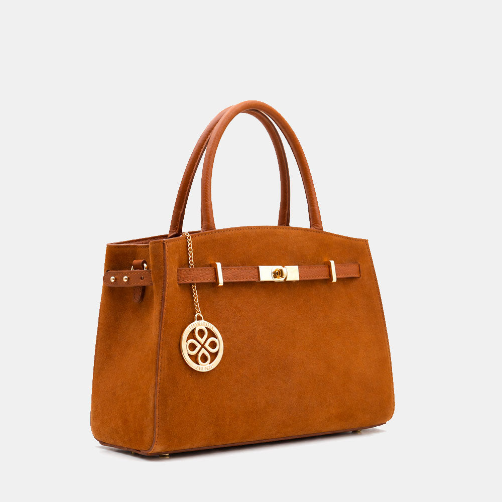 ViaVerdi Handtasche aus Wildleder und Braunem Leder Made in Italy – Linie Artimino

