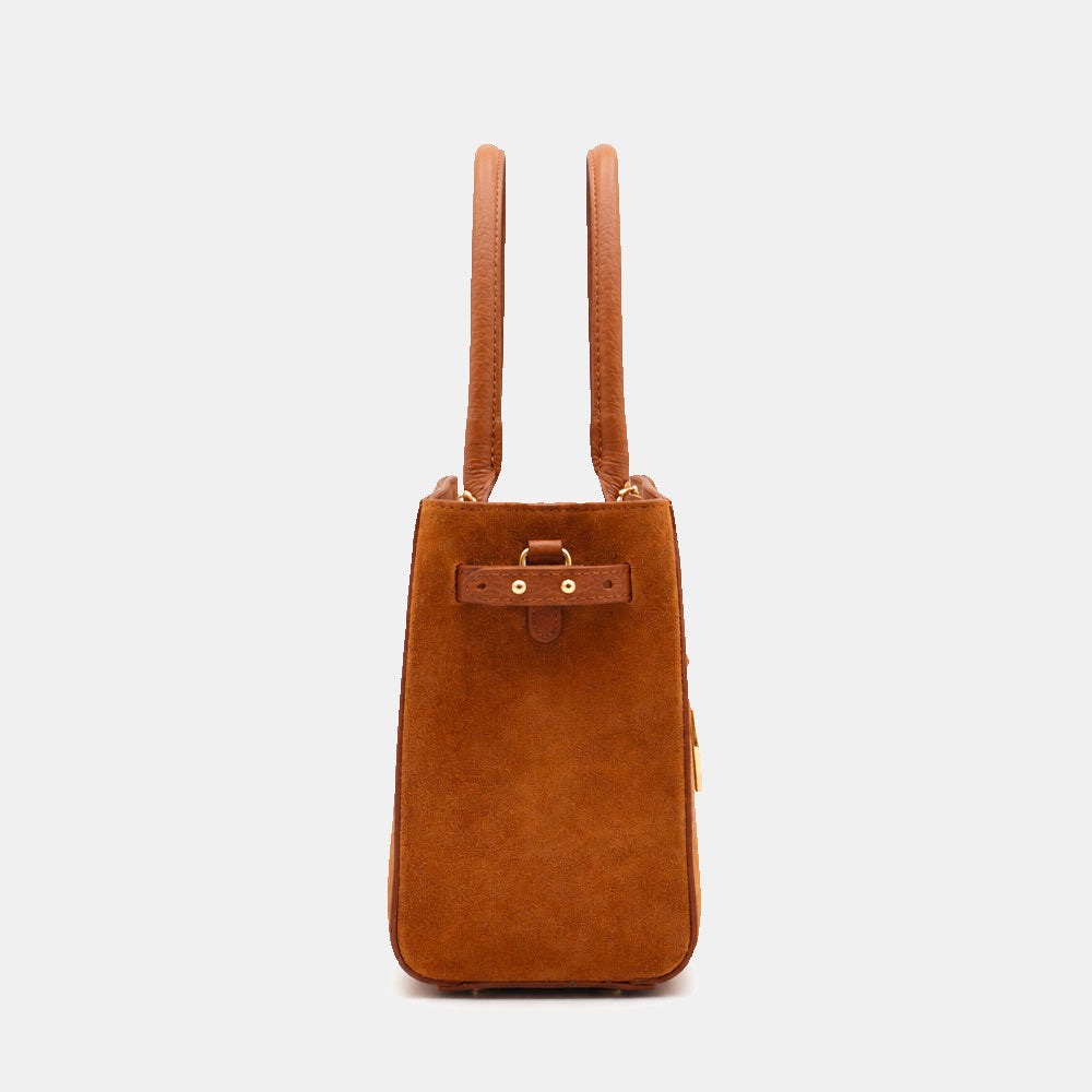 ViaVerdi Handtasche aus Wildleder und Braunem Leder Made in Italy – Linie Artimino

