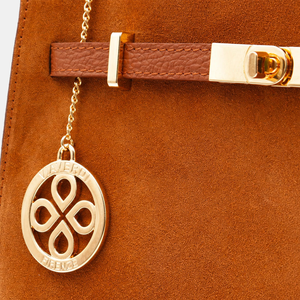 ViaVerdi Handtasche aus Wildleder und Braunem Leder Made in Italy – Linie Artimino
