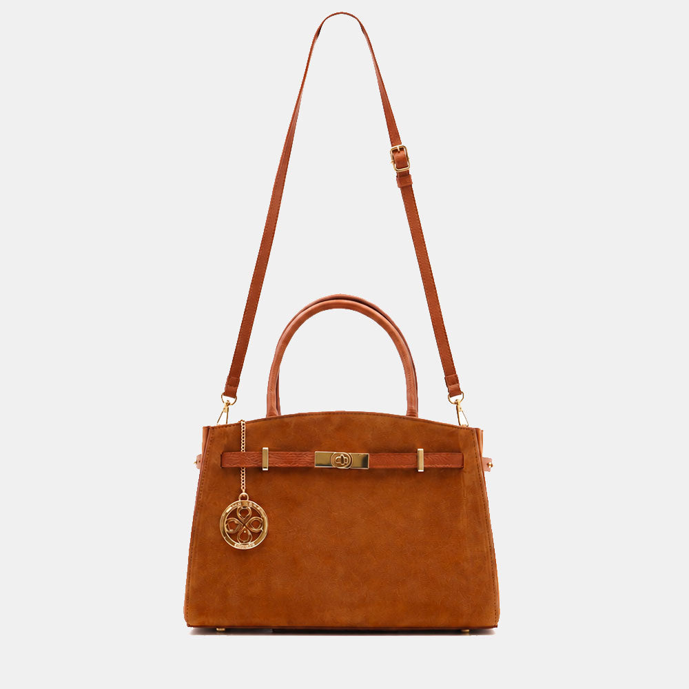 ViaVerdi Handtasche aus Wildleder und Braunem Leder Made in Italy – Linie Artimino
