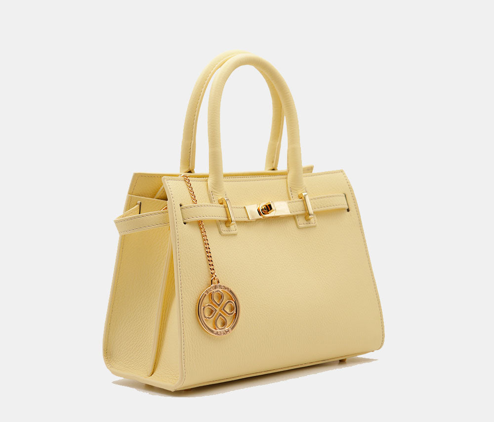 Borsa Donna a Mano VIAVERDI in Pelle Gialla Made in Italy linea Artimino