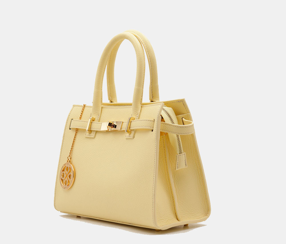 Borsa Donna a Mano VIAVERDI in Pelle Gialla Made in Italy linea Artimino