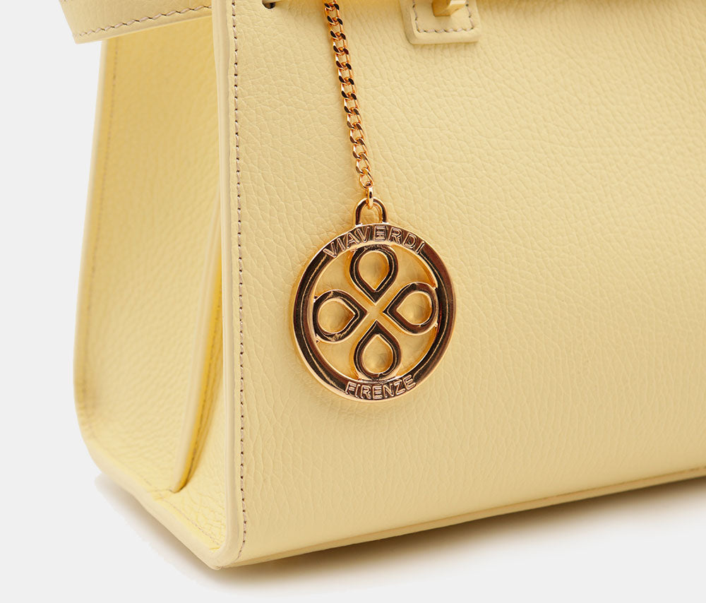 Borsa Donna a Mano VIAVERDI in Pelle Gialla Made in Italy linea Artimino