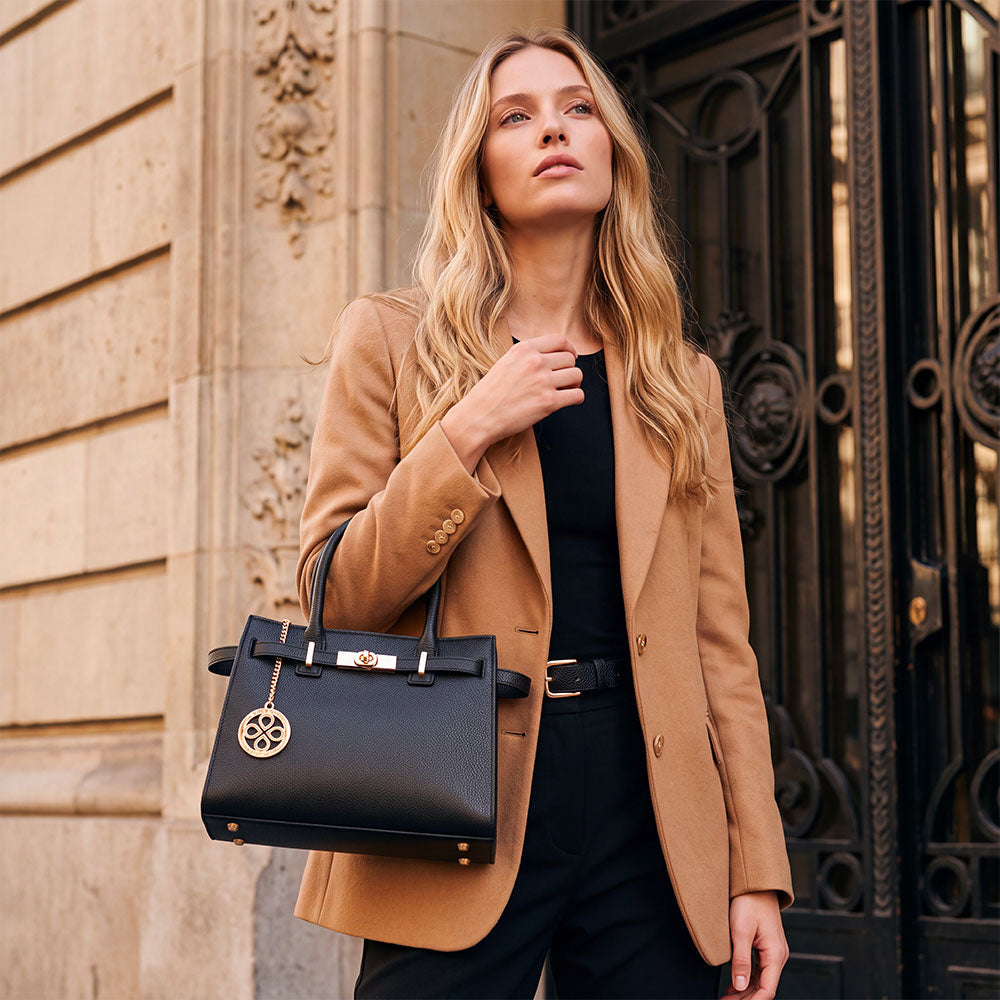 Borsa Donna a Mano VIAVERDI in Pelle Nera Made in Italy linea Artimino