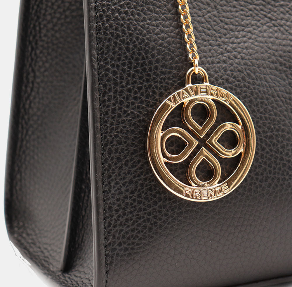Borsa Donna a Mano VIAVERDI in Pelle Nera Made in Italy linea Artimino