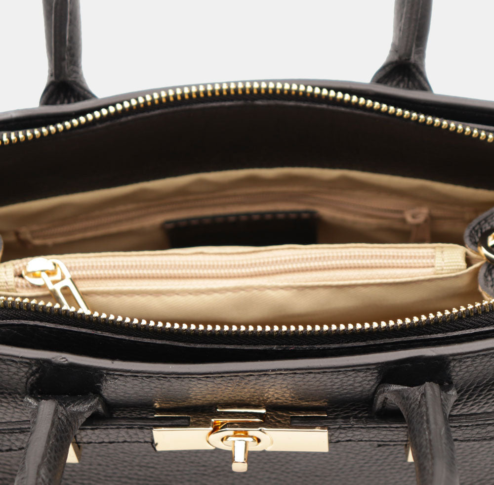 Borsa Donna a Mano VIAVERDI in Pelle Nera Made in Italy linea Artimino