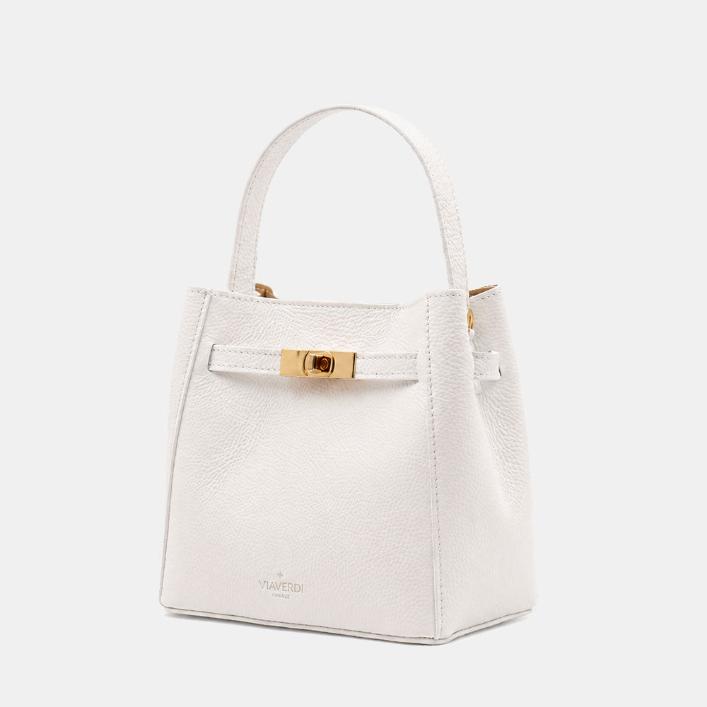Borsa Donna a Mano Piccola VIAVERDI in Pelle Bianca Made in Italy linea Artimino