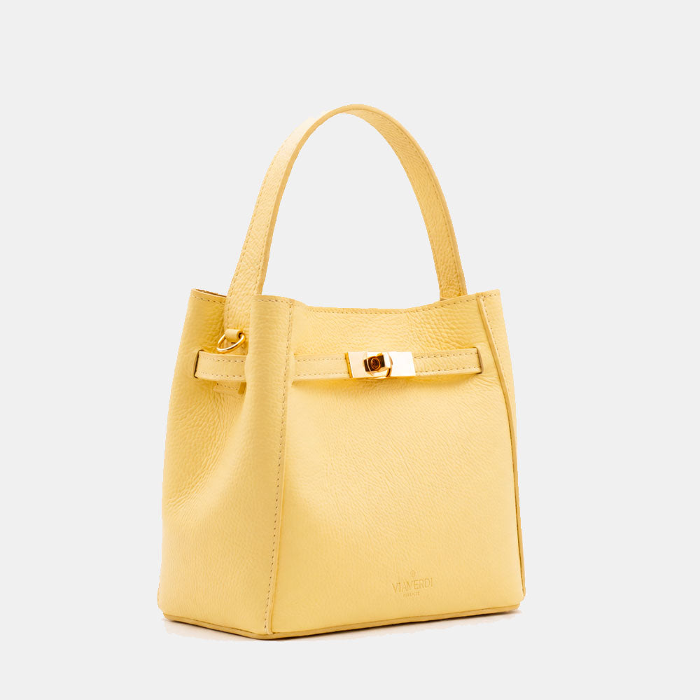 Borsa Donna a Mano Piccola VIAVERDI in Pelle Gialla Made in Italy linea Artimino