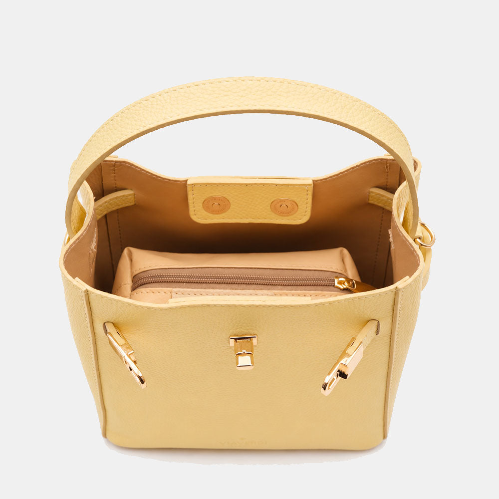 Borsa Donna a Mano Piccola VIAVERDI in Pelle Gialla Made in Italy linea Artimino