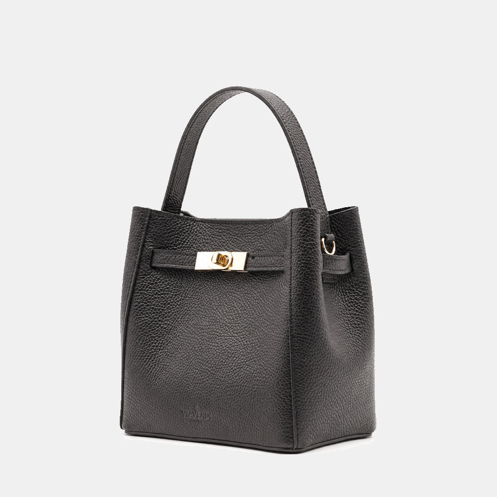 Borsa Donna a Mano Piccola VIAVERDI in Pelle Nera Made in Italy linea Artimino