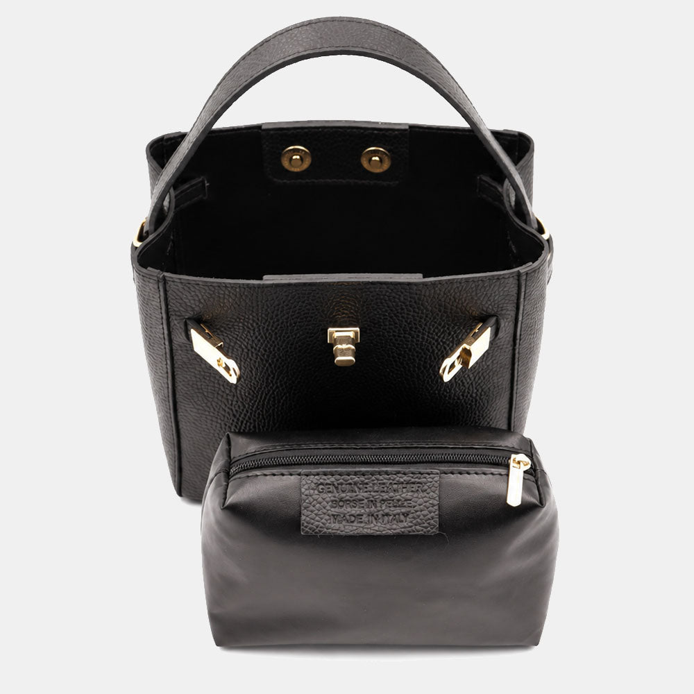 Borsa Donna a Mano Piccola VIAVERDI in Pelle Nera Made in Italy linea Artimino