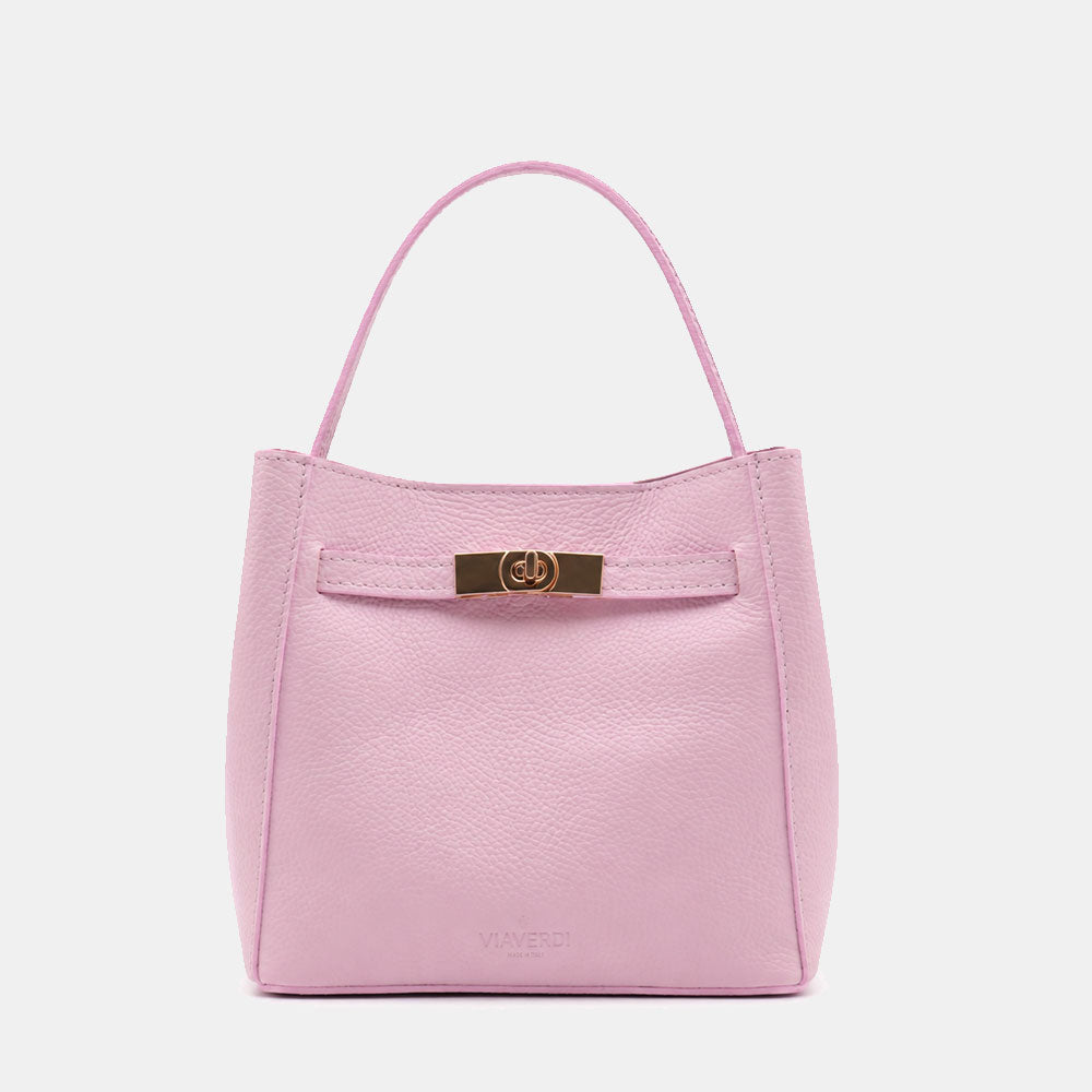 Borsa Donna a Mano Piccola VIAVERDI in Pelle Rosa Made in Italy linea Artimino