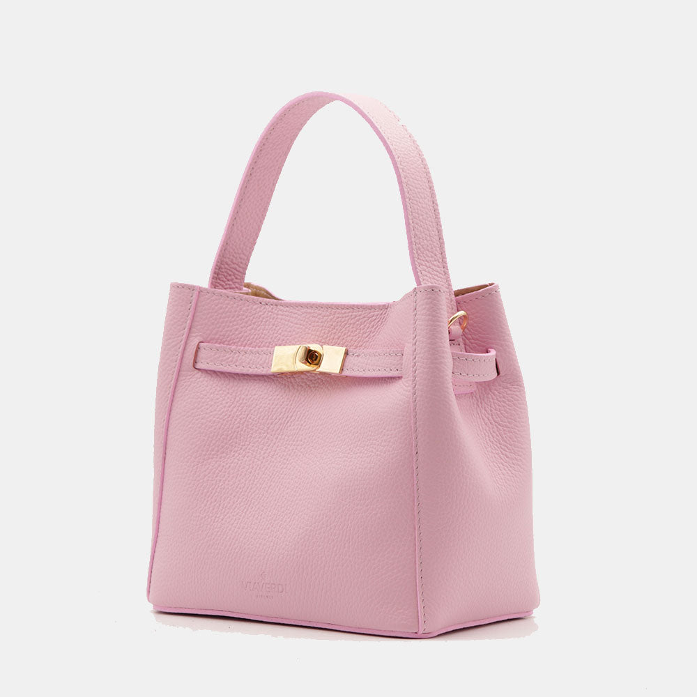 Borsa Donna a Mano Piccola VIAVERDI in Pelle Rosa Made in Italy linea Artimino