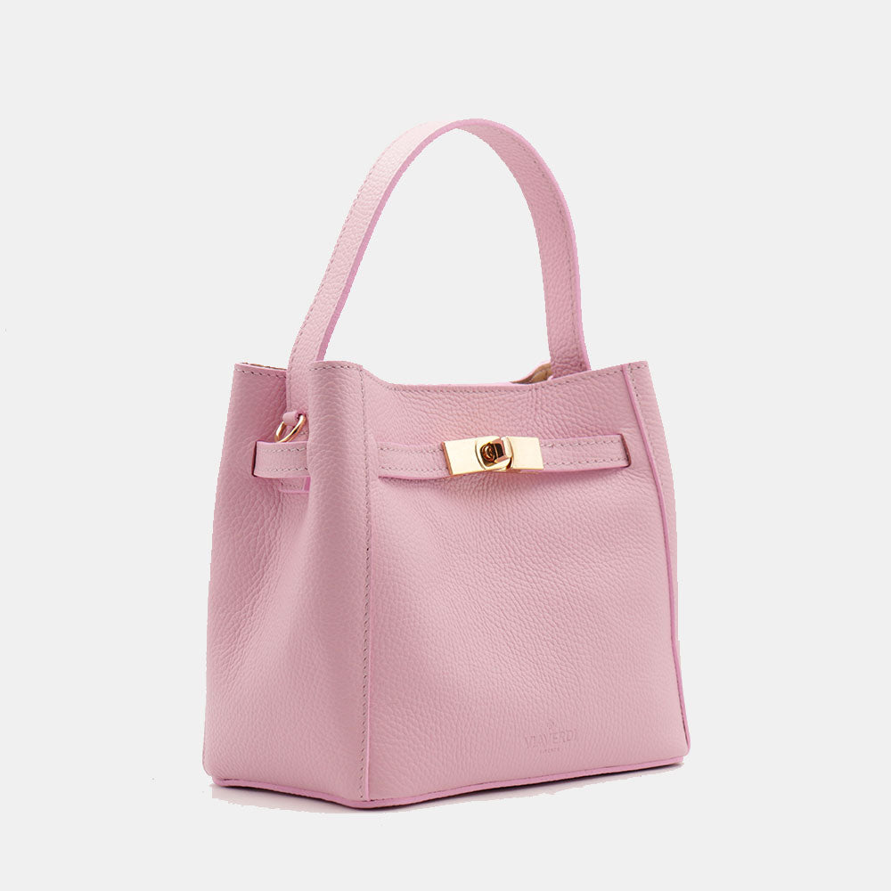 Borsa Donna a Mano Piccola VIAVERDI in Pelle Rosa Made in Italy linea Artimino