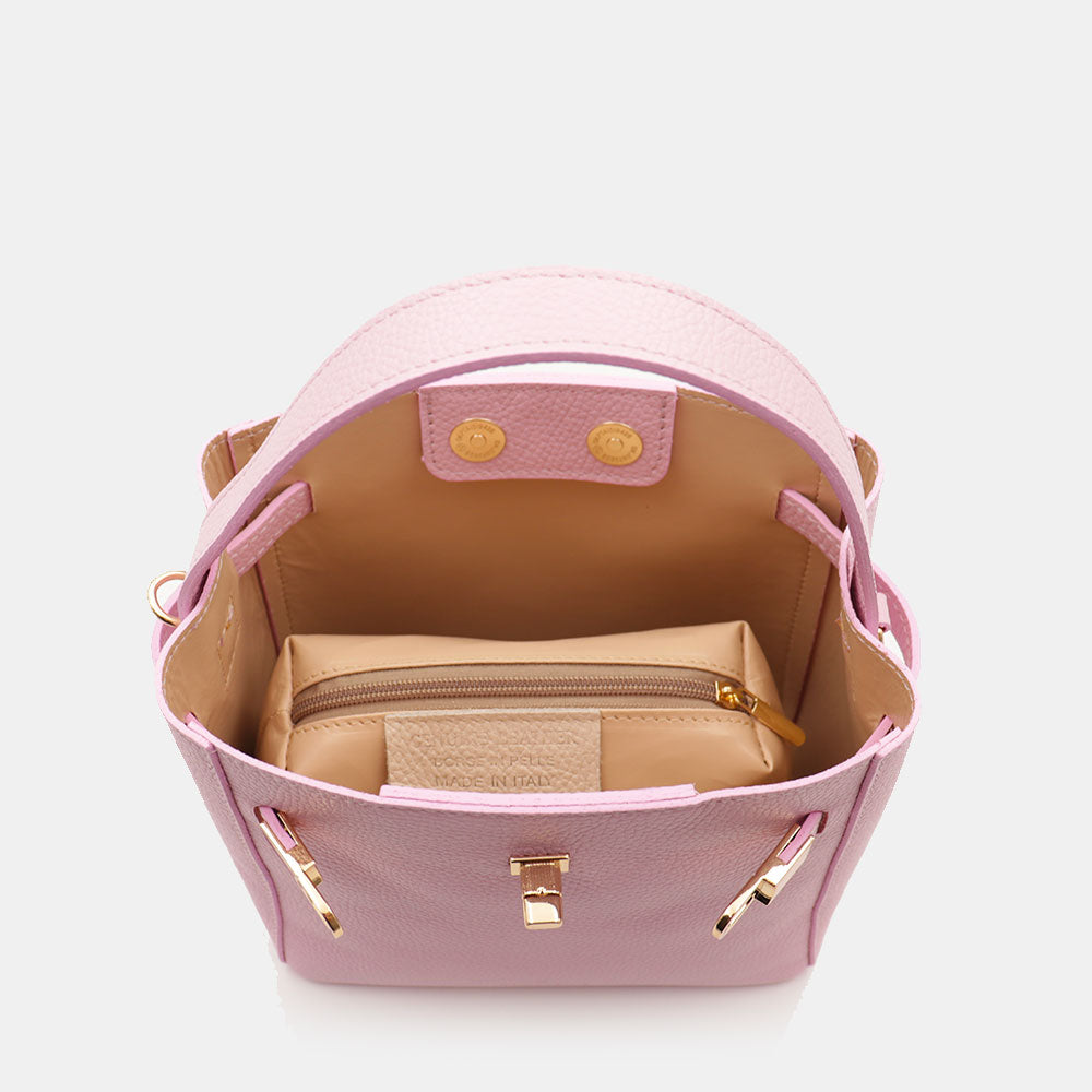 Borsa Donna a Mano Piccola VIAVERDI in Pelle Rosa Made in Italy linea Artimino