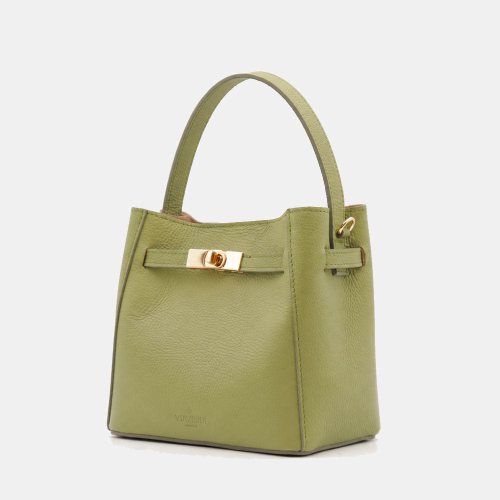 Borsa Donna a Mano Piccola VIAVERDI in Pelle Verde Made in Italy linea Artimino