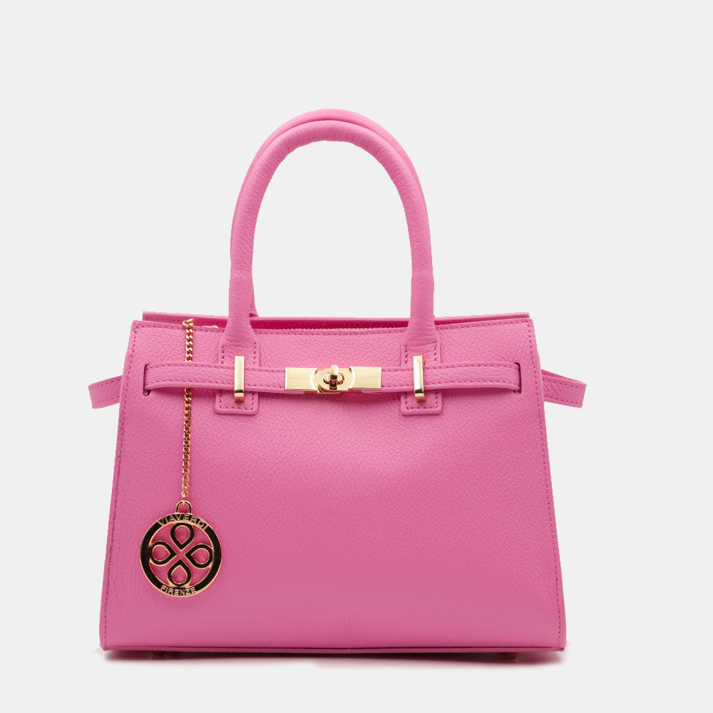 Borsa Donna a Mano VIAVERDI in Pelle Rosa Made in Italy linea Artimino